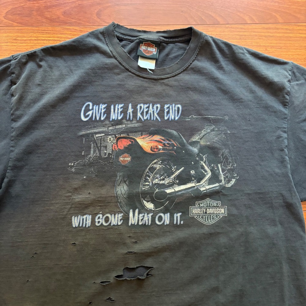Harley Davidson Mens T Shirt XL Black Distressed Graphic Biker Gail's Missouri